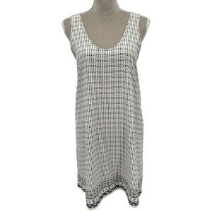 Joie Geometric Print Sleeveless Silk Tank Shift Dress - White Black Gray - Small